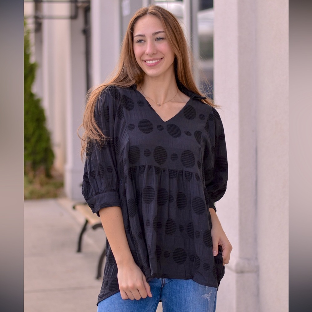 Navy Blue Baby Doll Top